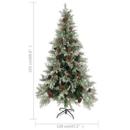 Berkfield Home Christmas Tree with Pine Cones Green & White 225 cm PVC&PE - thumbnail 5