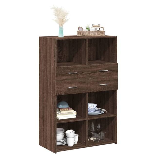Berkfield Home Highboard Brown Oak 80x42.5x124 cm Engineered Wood - image 1