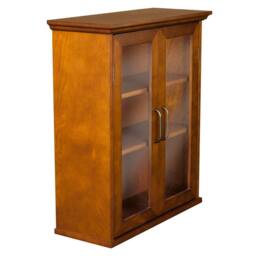 Teamson Home Wall-Mounted Bathroom Cabinet with Glass Doors, Oiled Oak in Tan - thumbnail 6