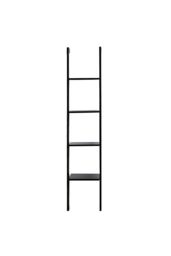 Living and Home 4-Tier Industrial Ladder Shelf Bookcase Rack Bookshelf Wooden Storage Unit Plant Stand in Black - thumbnail 5
