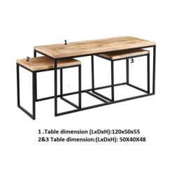 IH Design Franciscan Upcycled Industrial Vintage Mintis Coffee Table Set in Brown - thumbnail 3