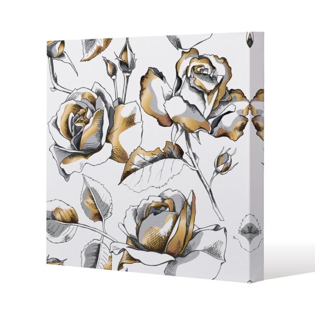Benjamin Tate Design Golden Roses (Canvas Print) / 90 x 90 x 4cm in Natural - Size: 90 x 90 x 4 cm - image 1