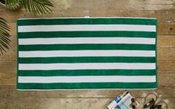 Deyongs Cabana Bay Supersoft 100% Cotton Woven Stripe Large Beach Towel 80x165cm in Green - Size: 80x165 cm - thumbnail 3