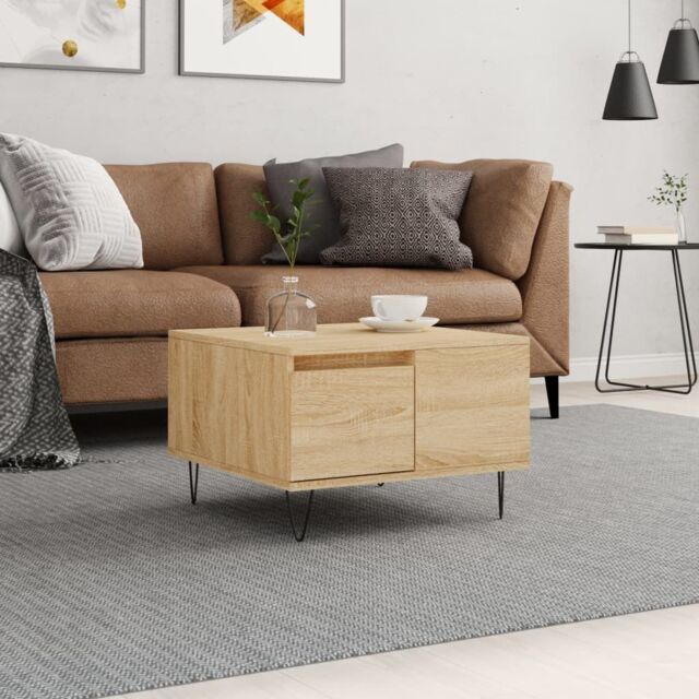Berkfield Home Coffee Table Sonoma Oak 55x55x36.5 cm Engineered Wood in Brown - image 1