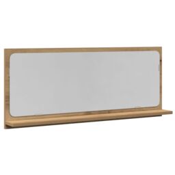Berkfield Home Bathroom Mirror - Handmade Oak, 90x10.5x37 cm, Made from Engineered Wood in Brown - Size: 90x10.5x37 cm - thumbnail 2