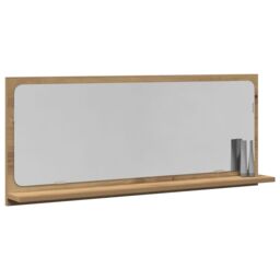 Berkfield Home Bathroom Mirror - Handmade Oak, 90x10.5x37 cm, Made from Engineered Wood in Brown - Size: 90x10.5x37 cm - thumbnail 3