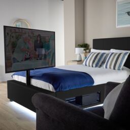 X Rocker AVA Upholstered TV Bed with Underbed Storage & LED Lights in Black - Size: Single - thumbnail 5