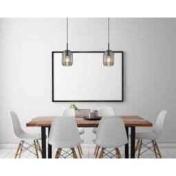 Netlighting Kammi Wire Frame Pendant Matt Black Smoke Glass Shade 1x E27 - thumbnail 5