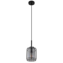 Netlighting Kammi Wire Frame Pendant Matt Black Smoke Glass Shade 1x E27 - thumbnail 2