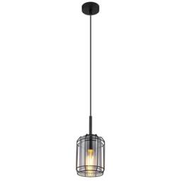 Netlighting Kammi Wire Frame Pendant Matt Black Smoke Glass Shade 1x E27 - thumbnail 1