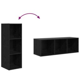 Berkfield Home Wall TV Cabinet with Shelf Wall-mounted with Storage 4 pcs Black oak 37 x 37 x 107.5 cm - thumbnail 8