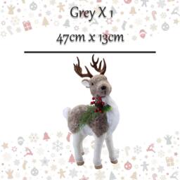 VFM e-Store Christmas Standing Deer Decoration 47cm x 13cm Grey X 1 - Size: 47 cm x 13 cm - thumbnail 2