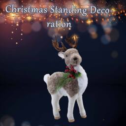 VFM e-Store Christmas Standing Deer Decoration 47cm x 13cm Grey X 1 - Size: 47 cm x 13 cm - thumbnail 3