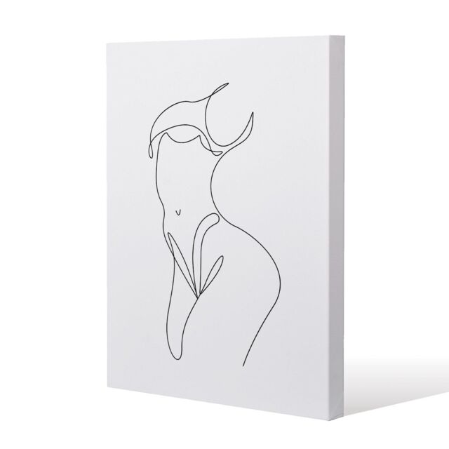 Benjamin Tate Design line art of femail body (Canvas Print) / 77 x 51 x 4cm in Natural - Size: 77 x 51 x 4 cm - image 1