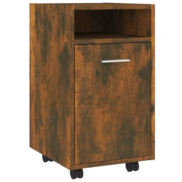 Berkfield Home Side Cabinet with Wheels Smoked Oak 33x38x60 cm Engineered Wood in Brown - Size: 33 x 38 x 60 cm - image 1