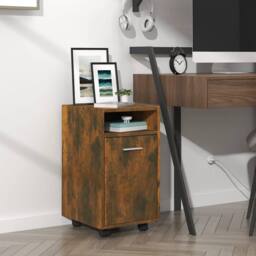 Berkfield Home Side Cabinet with Wheels Smoked Oak 33x38x60 cm Engineered Wood in Brown - Size: 33 x 38 x 60 cm - thumbnail 2
