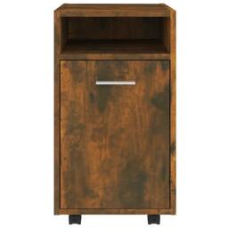 Berkfield Home Side Cabinet with Wheels Smoked Oak 33x38x60 cm Engineered Wood in Brown - Size: 33 x 38 x 60 cm - thumbnail 3