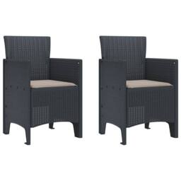 Berkfield Home Garden Chair Set of 2 Anthracite, Taupe Plastic Standard - thumbnail 2