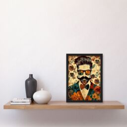 Artery8 Stylish Hipster Male Floral Fashion Pattern Framed Art Print in Beige - Size: A4 - thumbnail 4