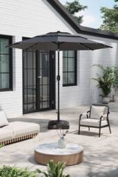 Garden Sanctuary Outdoor 3-Tier Garden Umbrella with Solar Lights & Fillable Stand in Dark Grey - thumbnail 2