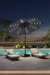 Garden Sanctuary Outdoor 3-Tier Garden Umbrella with Solar Lights & Fillable Stand in Dark Grey - thumbnail 1