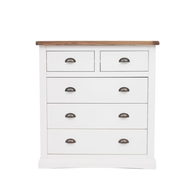Cabinet Bits Cosenza 5 Drawer Chest of Drawers Brass Cup Handle in Off-White - image 1