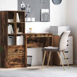 Berkfield Home Smoked Oak Writing Desk Smoked Oak MDF 70 x 40 x 76 cm Durable in Brown - thumbnail 2