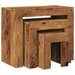 Berkfield Home Nesting Coffee Tables 3 pcs Old Wood Engineered Wood in Brown - thumbnail 7