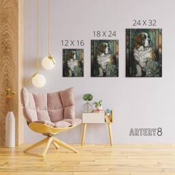 "Artery8 St Bernard Dog Floral Modern Art Nouveau Canvas Wall Art Print - Size: W24"" x H32""" - thumbnail 4