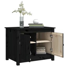 Berkfield Home Coffee Table Black 71x49x55 cm Solid Wood Pine - Size: 71 x 49 x 55 cm - thumbnail 5
