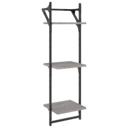 Berkfield Home 3-Tier Wall Shelves with Bars 2 pcs Grey Sonoma 30x25x100 cm - Size: 30 x 25 x 100 cm - thumbnail 4