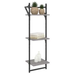 Berkfield Home 3-Tier Wall Shelves with Bars 2 pcs Grey Sonoma 30x25x100 cm - Size: 30 x 25 x 100 cm - thumbnail 3
