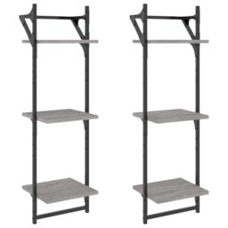 Berkfield Home 3-Tier Wall Shelves with Bars 2 pcs Grey Sonoma 30x25x100 cm - Size: 30 x 25 x 100 cm - thumbnail 2