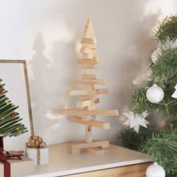Berkfield Home Beautiful Wooden Christmas Tree for Decoration 60 cm Solid Wood Pine in Tan