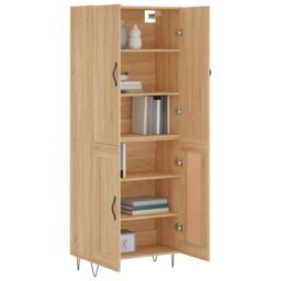 Berkfield Home Highboard Sonoma Oak 69.5x34x180 cm Engineered Wood in Brown - thumbnail 3