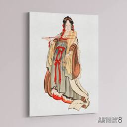 "Artery8 Benten Goddess Of Love Canvas Wall Art Print Katsushika Hokusai in Orange - Size: W18"" x H24""" - thumbnail 2