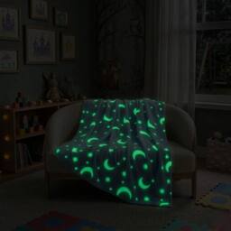 Snug City Glow in the Dark Moon Blanket Soft Galaxy Night Sky Throw for Kids in Pink - thumbnail 2