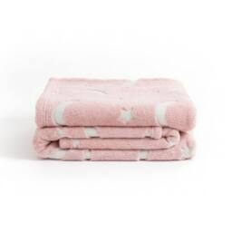 Snug City Glow in the Dark Moon Blanket Soft Galaxy Night Sky Throw for Kids in Pink - thumbnail 4