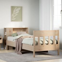 Berkfield Home Bookcase Bed without Mattress 75x190 cm Small Single Solid Wood Pine in Brown - thumbnail 1
