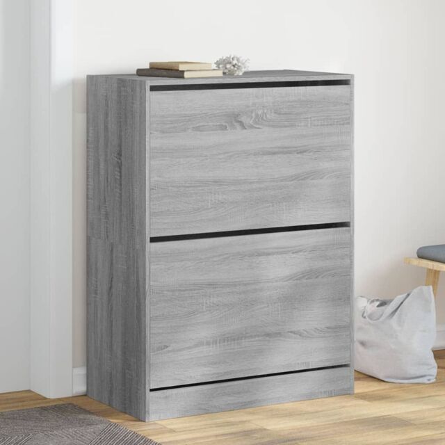 Berkfield Home Shoe Cabinet with 2 Flip-Drawers Grey Sonoma 80x42x108 cm - Size: 80 x 42 x 108 cm - image 1