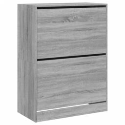 Berkfield Home Shoe Cabinet with 2 Flip-Drawers Grey Sonoma 80x42x108 cm - Size: 80 x 42 x 108 cm - thumbnail 2