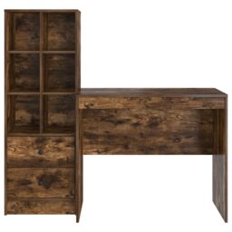 Berkfield Home Desk with Storage Smoked Oak Engineered Wood in Brown - thumbnail 7