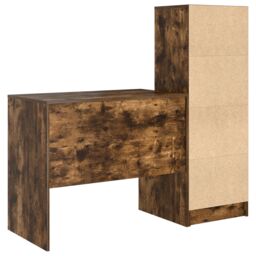 Berkfield Home Desk with Storage Smoked Oak Engineered Wood in Brown - thumbnail 8