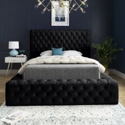 DS Living Cambridge Upholstered Soft Touch Black Velvet Bed Frame - Size: Super King - thumbnail 3