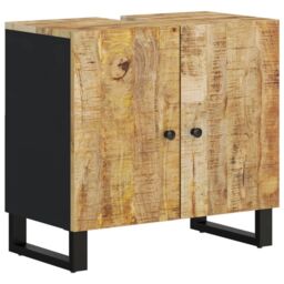 Berkfield Home Sink Cabinet 62x33x58 cm Solid Wood Mango & Engineered Wood in Brown - Size: 62 x 33 x 58 cm - thumbnail 2