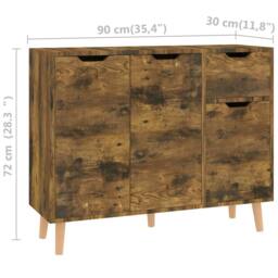 Berkfield Home Sideboard Smoked Oak 90x30x72 cm Engineered Wood in Brown - Size: 90 x 30 x 72 cm - thumbnail 8