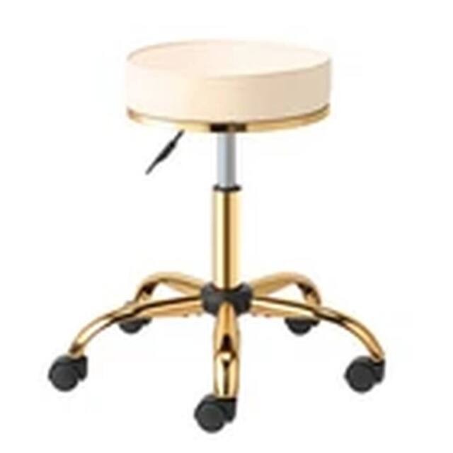 EONLION 360° Swivel Salon Stool Adjustable Chair Gold Base in Beige - image 1