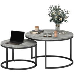 FURNOS 2PC Nesting Tables With Faux Marble Tabletop Living Room in Grey - thumbnail 7