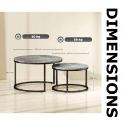 FURNOS 2PC Nesting Tables With Faux Marble Tabletop Living Room in Grey - thumbnail 8