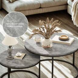 FURNOS 2PC Nesting Tables With Faux Marble Tabletop Living Room in Grey - thumbnail 4